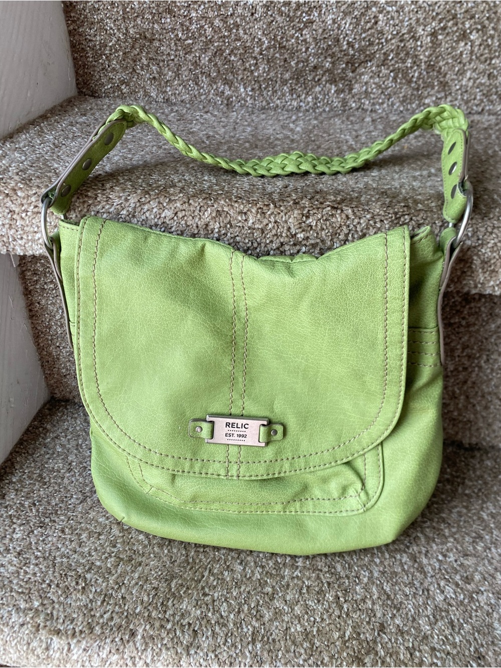 Relic Lime Green Braided-Handle Shoulder Bag & Matching Wallet